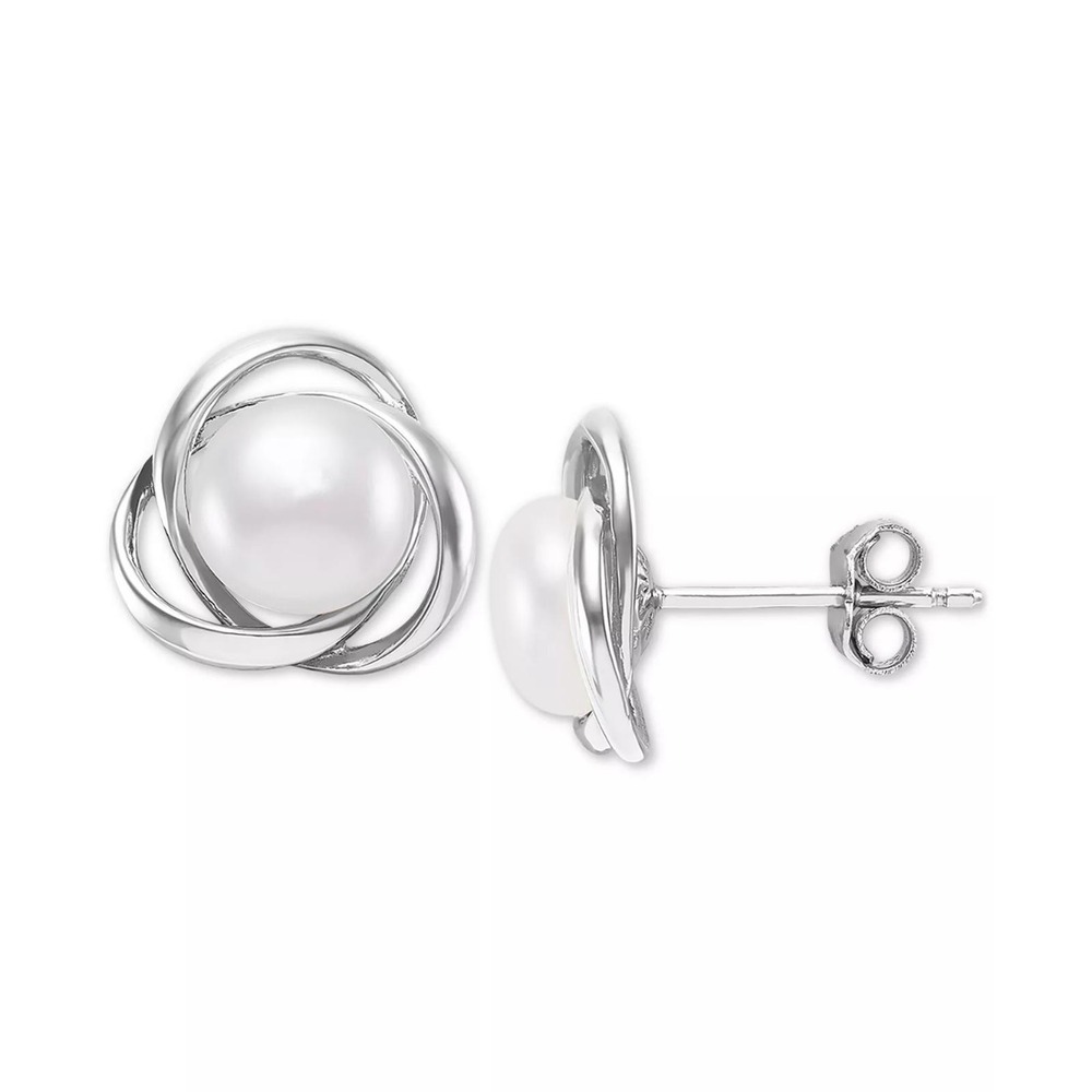 Giani Bernini Cultured Freshwater Pearl Knot Stud Earrings